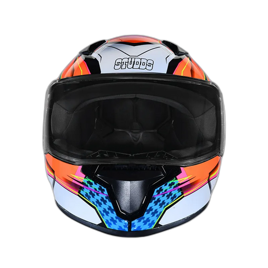 STUDDS Thunder D8 Black N10 Orange Full Face Helmet