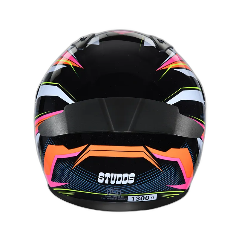 STUDDS Thunder D8 Black N10 Orange Full Face Helmet