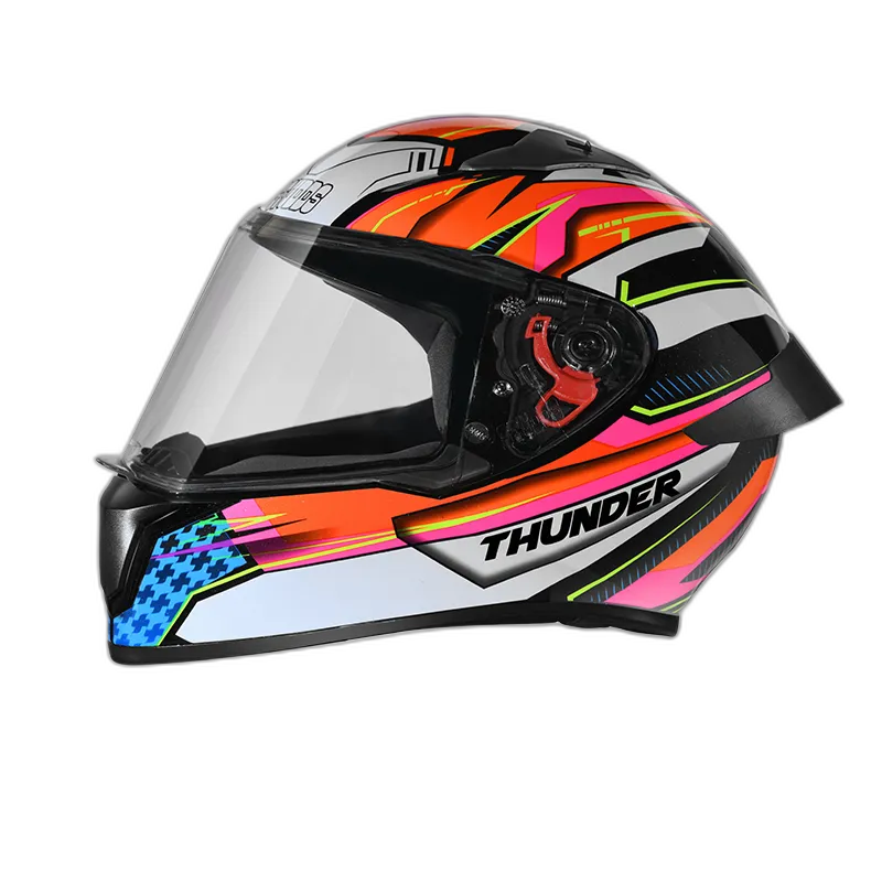 STUDDS Thunder D8 Black N10 Orange Full Face Helmet
