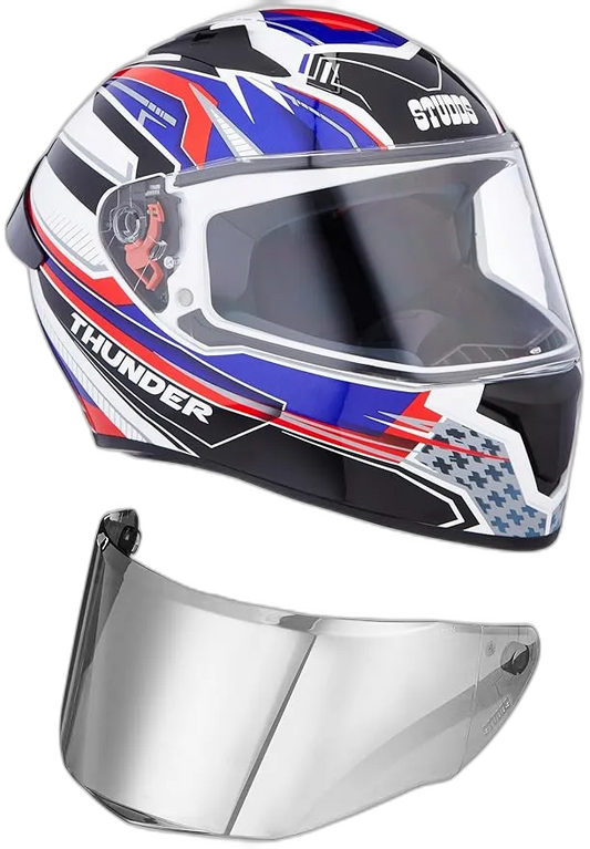 STUDDS Thunder D8 White N1 Full Face Helmet