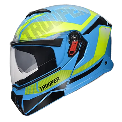 STUDDS Trooper D1 Blue Yellow Flip Up Helmet