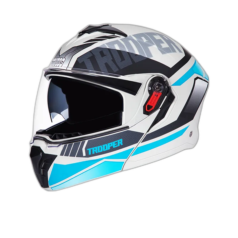 STUDDS Trooper D1 Grey N1 Blue Flip Up Helmet