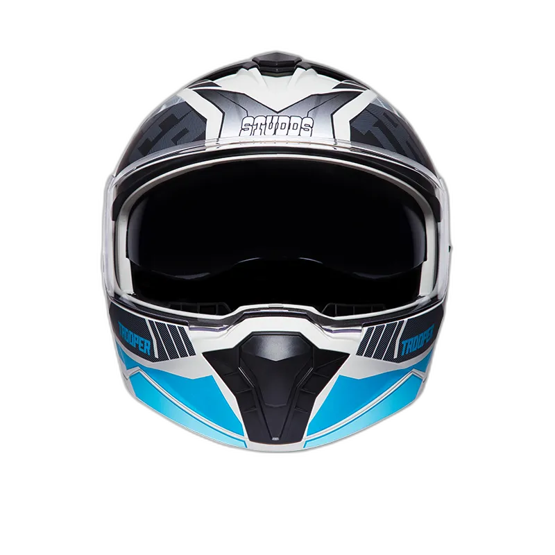 STUDDS Trooper D1 Grey N1 Blue Flip Up Helmet