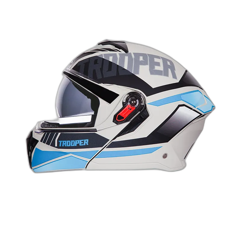 STUDDS Trooper D1 Grey N1 Blue Flip Up Helmet