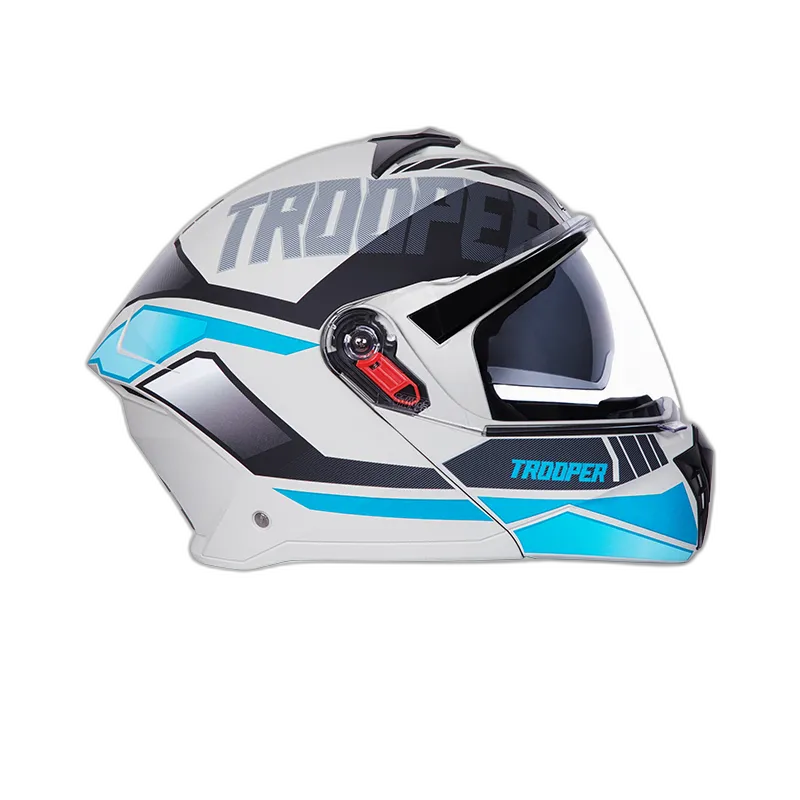 STUDDS Trooper D1 Grey N1 Blue Flip Up Helmet