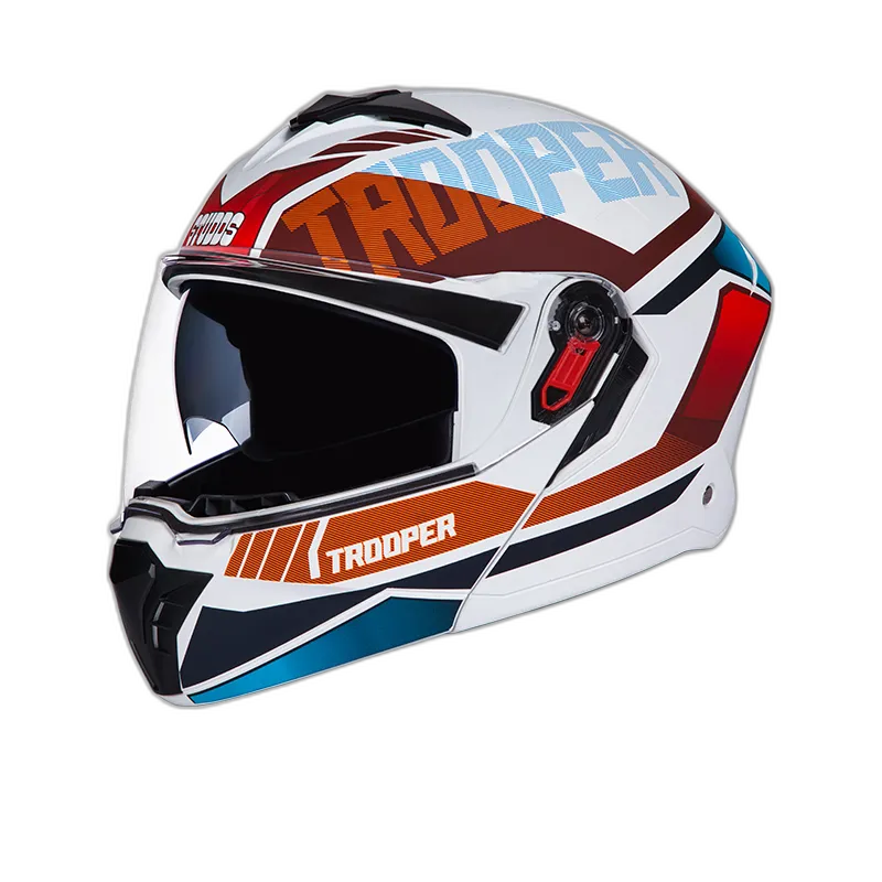 STUDDS Trooper D1 Matt White N2 Fu Flip Up Helmet