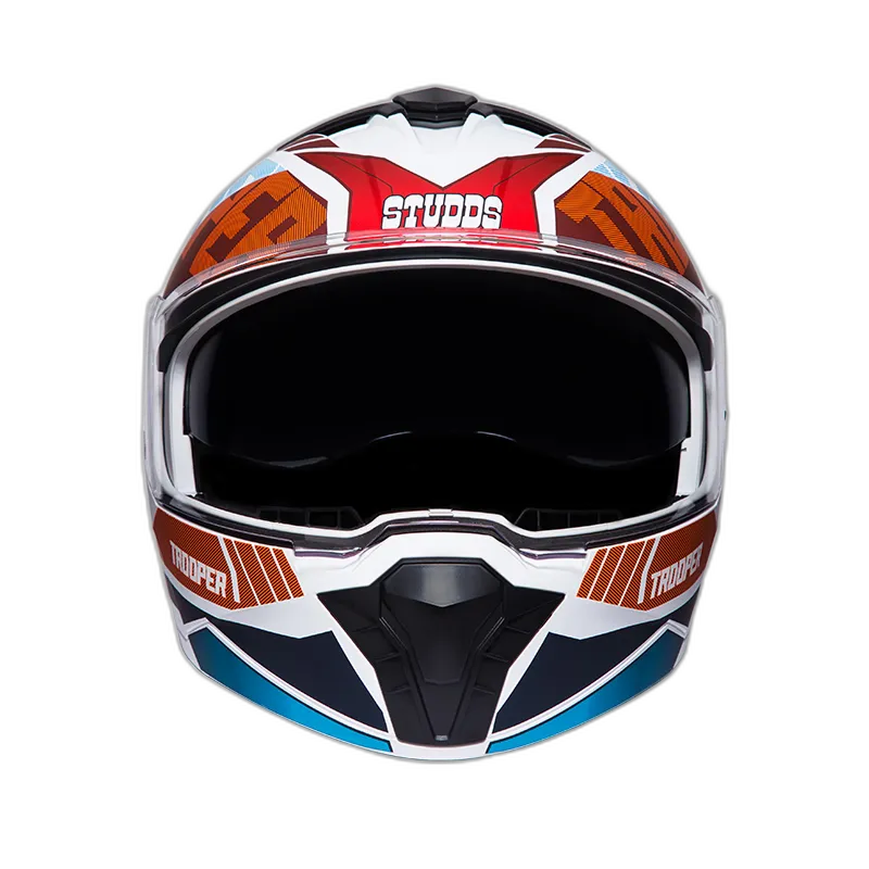 STUDDS Trooper D1 Matt White N2 Fu Flip Up Helmet