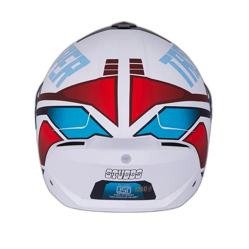 STUDDS Trooper D1 Matt White N2 Fu Flip Up Helmet