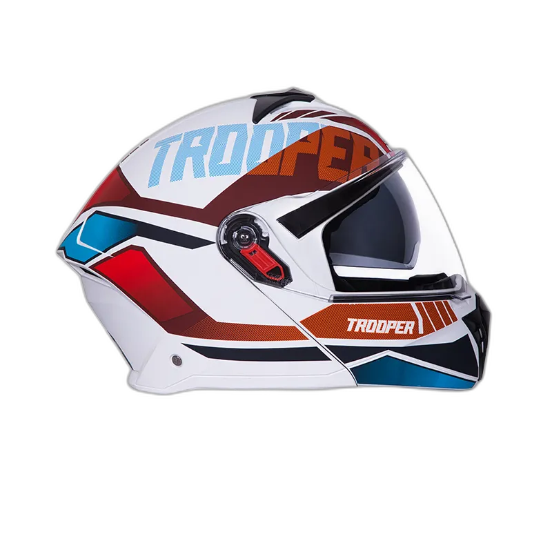 STUDDS Trooper D1 Matt White N2 Fu Flip Up Helmet