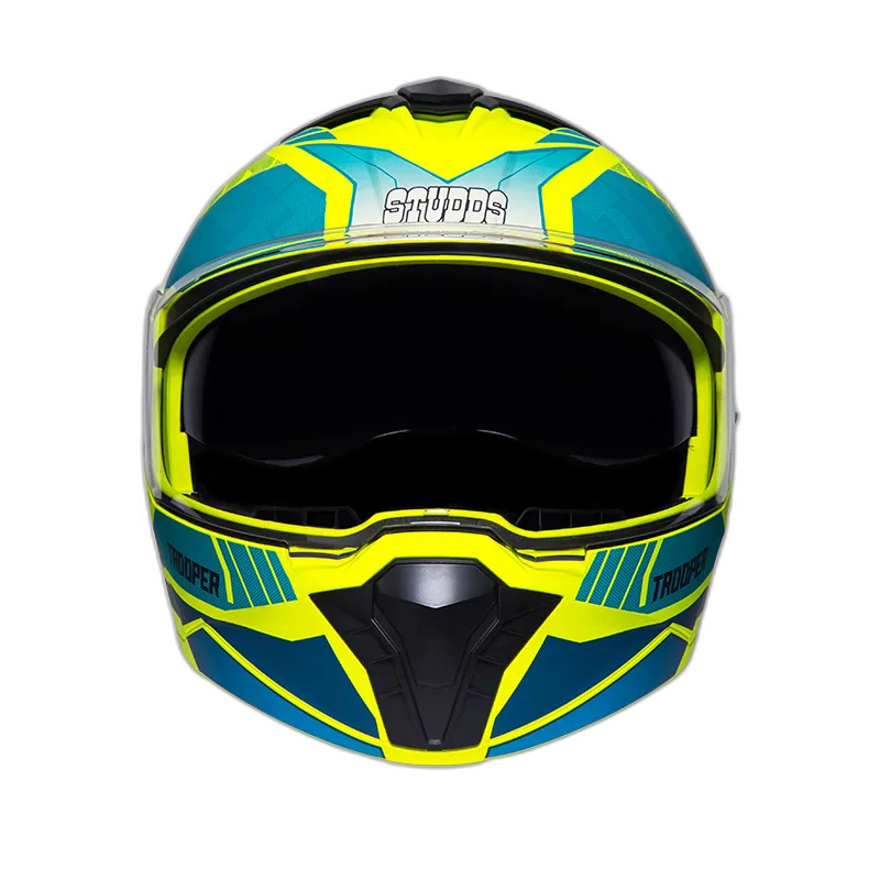 STUDDS Trooper D1 Matt Yellow N1 Fu Flip Up Helmet