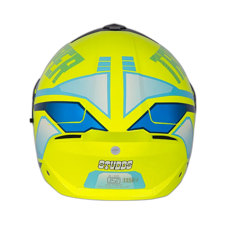 STUDDS Trooper D1 Matt Yellow N1 Fu Flip Up Helmet