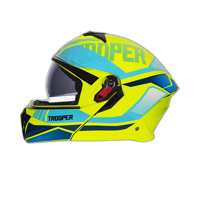 STUDDS Trooper D1 Matt Yellow N1 Fu Flip Up Helmet