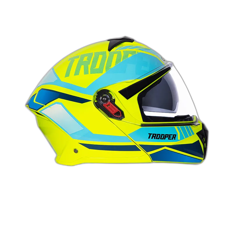 STUDDS Trooper D1 Matt Yellow N1 Fu Flip Up Helmet
