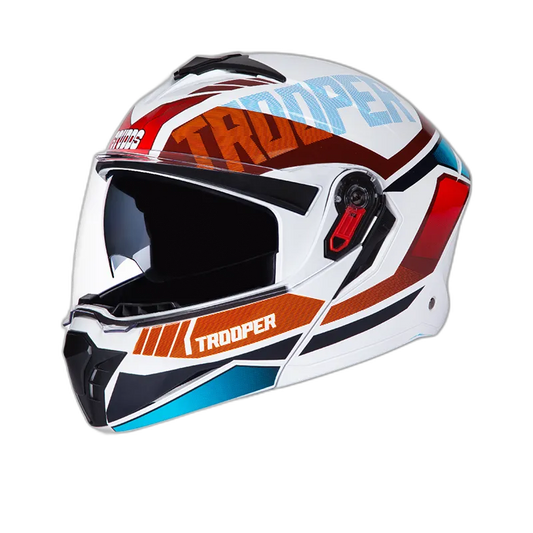 STUDDS Trooper D1 Wt Red N Flip Up Helmet