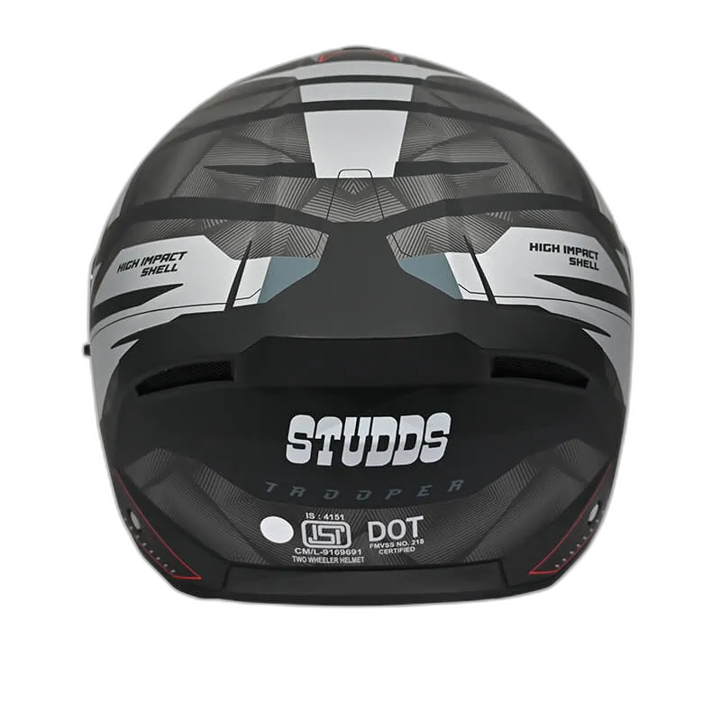 STUDDS Trooper D2 Matt Black N4 Grey Flip Up Helmet