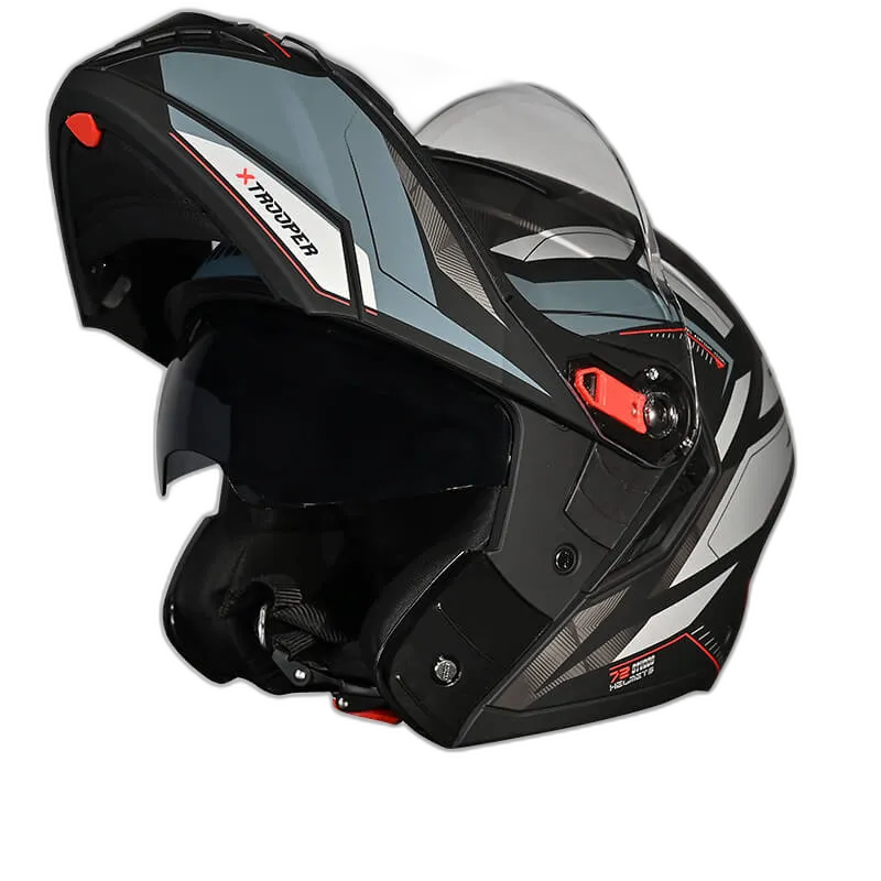 STUDDS Trooper D2 Matt Black N4 Grey Flip Up Helmet