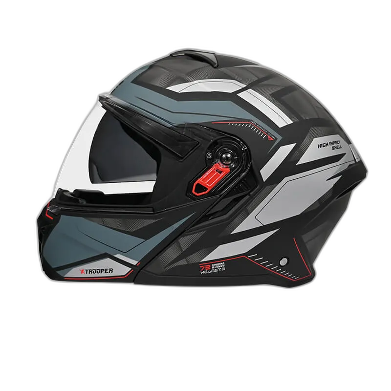 STUDDS Trooper D2 Matt Black N4 Grey Flip Up Helmet