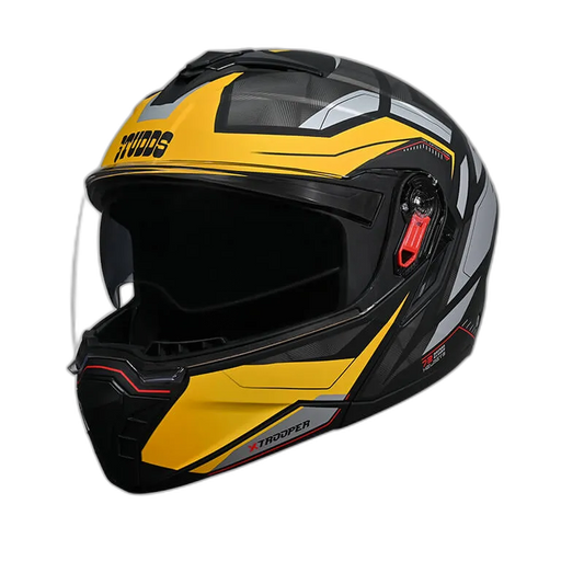 STUDDS Trooper D2 Matt Black Neon Flip Up Helmet