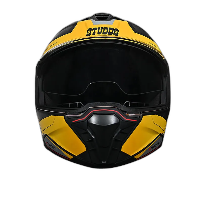 STUDDS Trooper D2 Matt Black Neon Flip Up Helmet