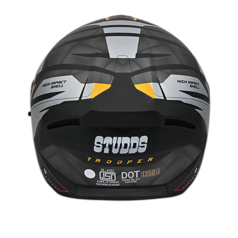 STUDDS Trooper D2 Matt Black Neon Flip Up Helmet