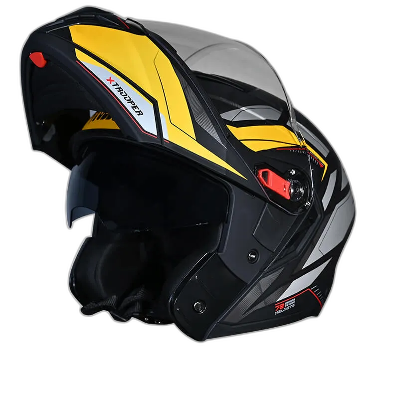 STUDDS Trooper D2 Matt Black Neon Flip Up Helmet