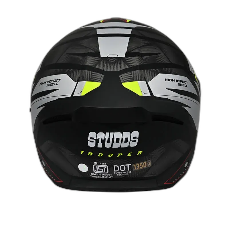 STUDDS Trooper D2 Matt N5 Yellow Flip Up Helmet