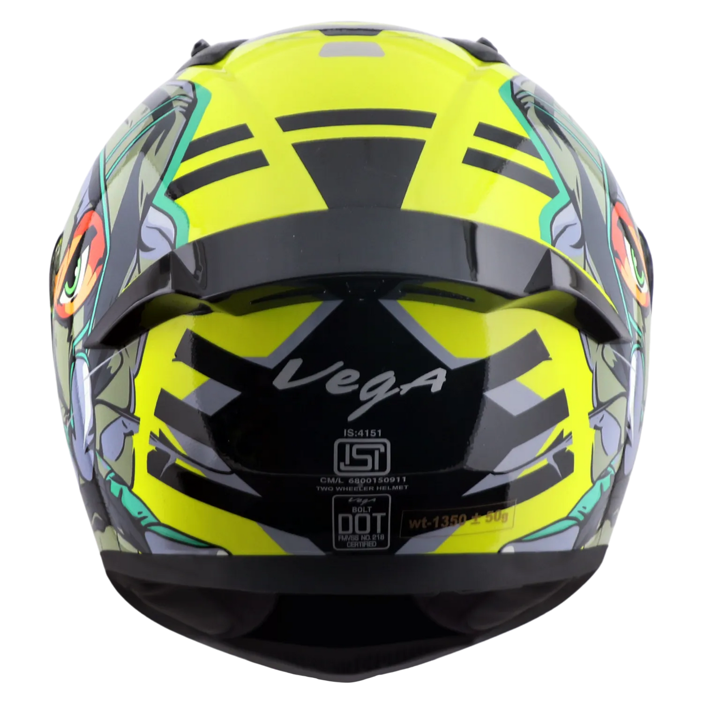 Vega Bolt Dx Ninja Neon Yellow Grey Full Face Helmet