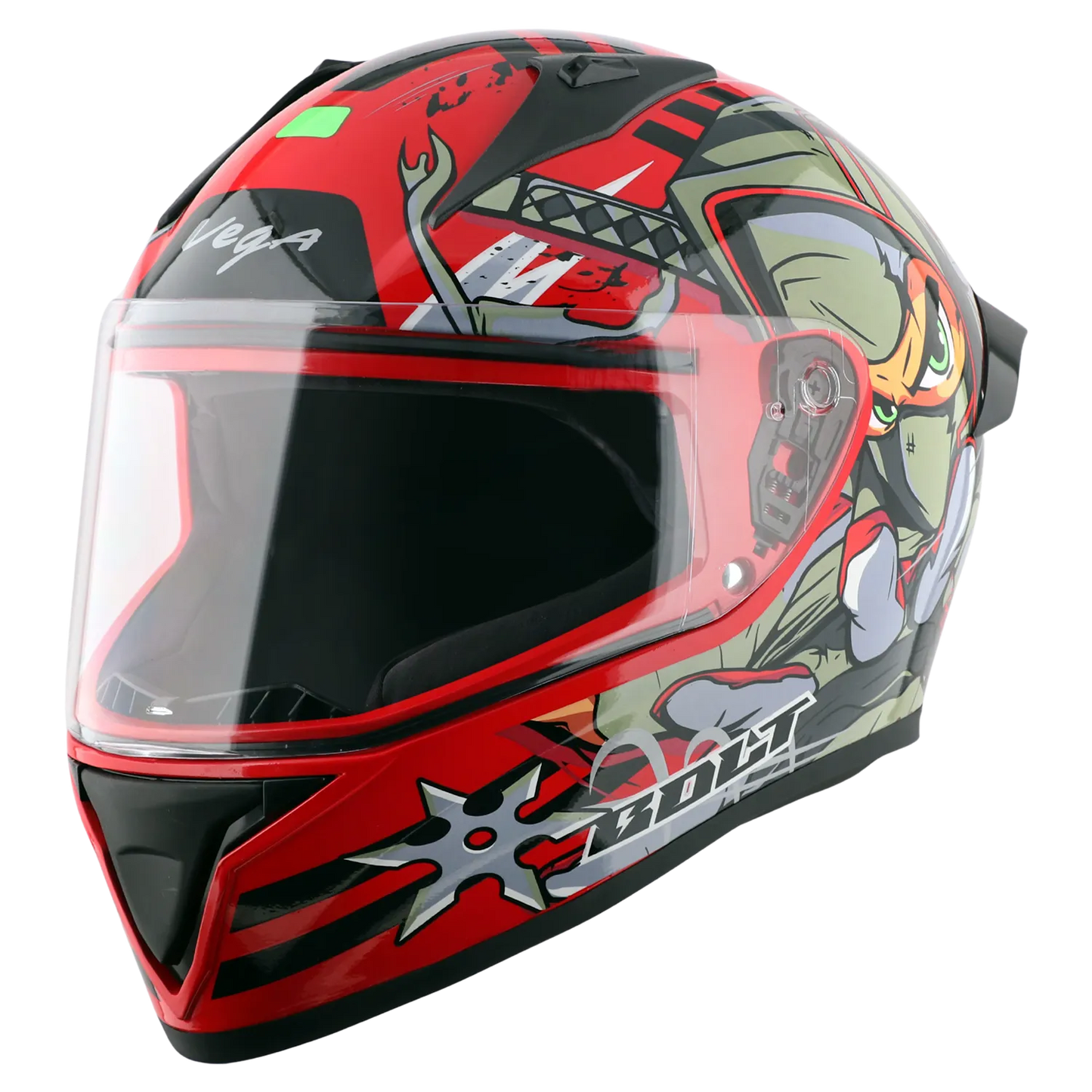 Vega Bolt Dx Ninja Red Grey Full Face Helmet