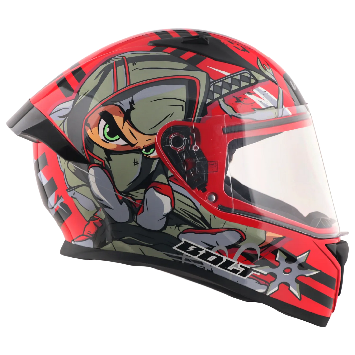 Vega Bolt Dx Ninja Red Grey Full Face Helmet