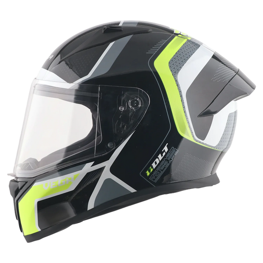 Vega Bolt Dx Tron Black Neon Yellow Full Face Helmet