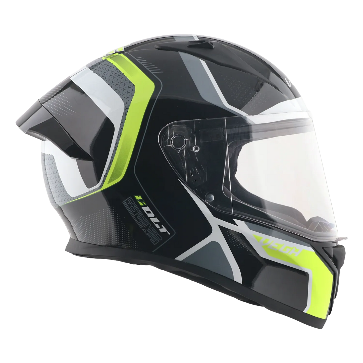 Vega Bolt Dx Tron Black Neon Yellow Full Face Helmet