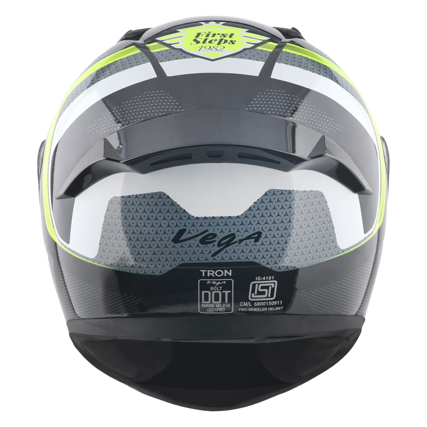 Vega Bolt Dx Tron Black Neon Yellow Full Face Helmet