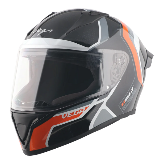 Vega Bolt Dx Tron Black Orange Full Face Helmet