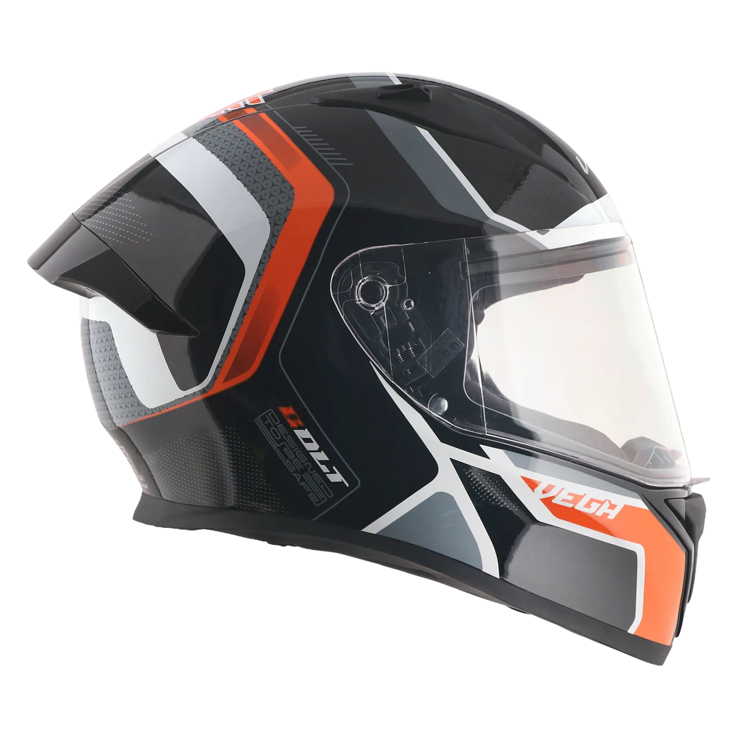 Vega Bolt Dx Tron Black Orange Full Face Helmet