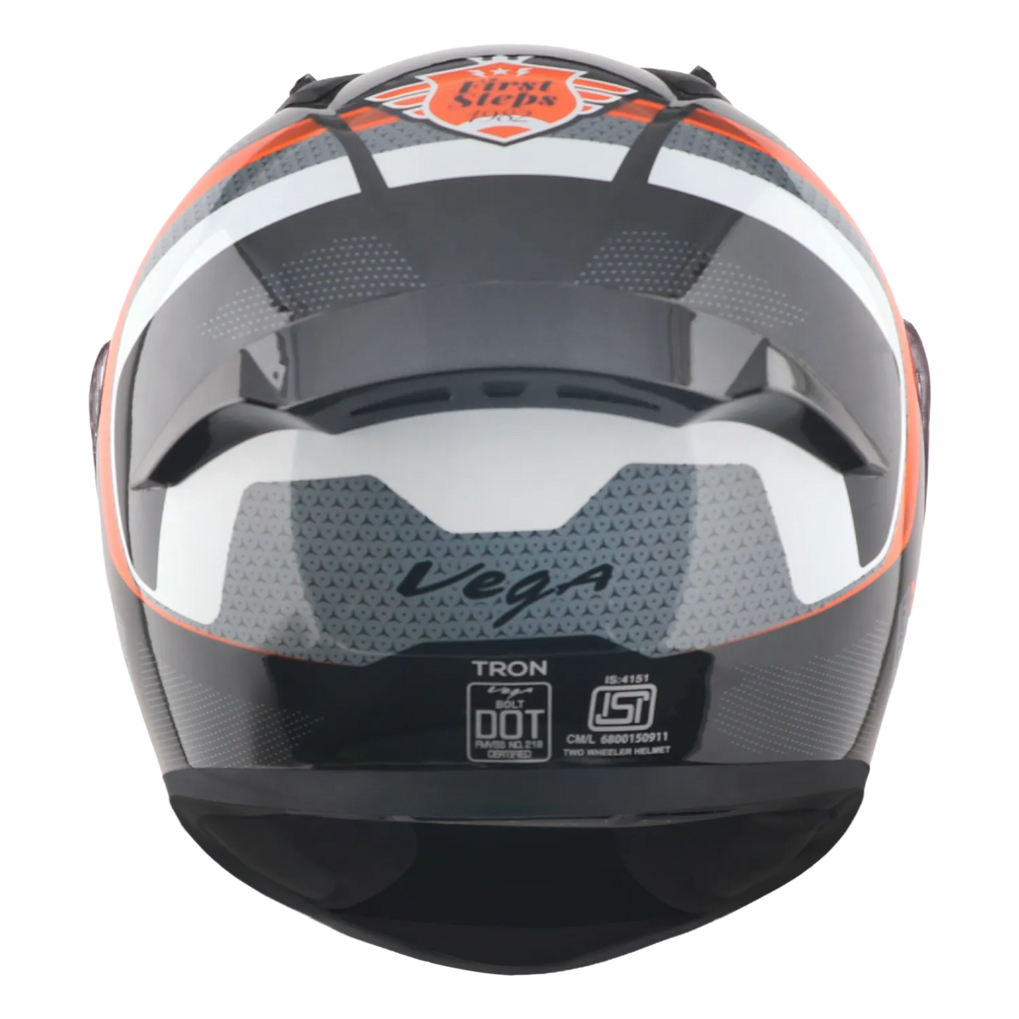Vega Bolt Dx Tron Black Orange Full Face Helmet
