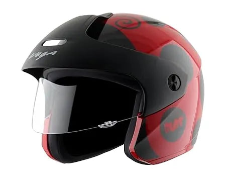 Vega Buds Dx Of Beetle Red Black Half Face Helmet – Sparkly Helmets