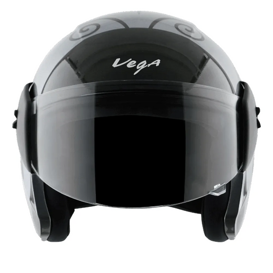 Vega Buds Of Beetle Anthracite Black Half Face Helmet