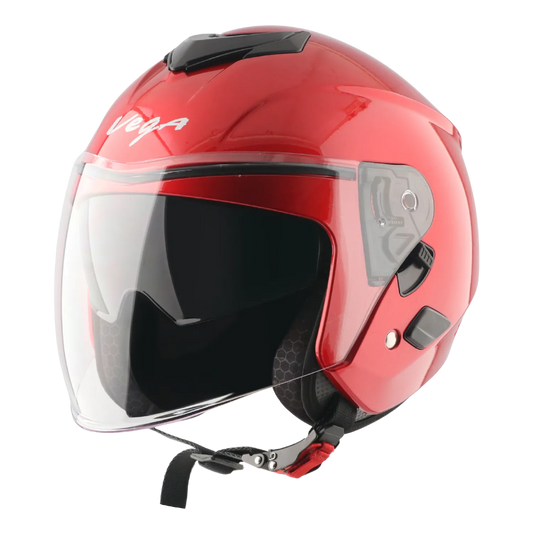 Vega Punch Solid Cherry Red Half Face Helmet