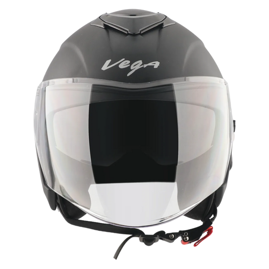 Vega Punch Solid Dull Black Half Face Helmet