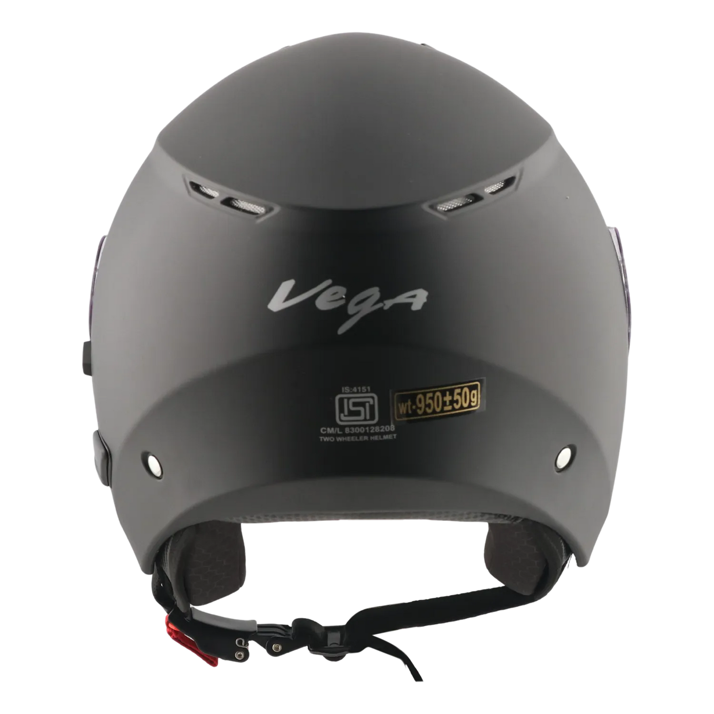 Vega Punch Solid Dull Black Half Face Helmet