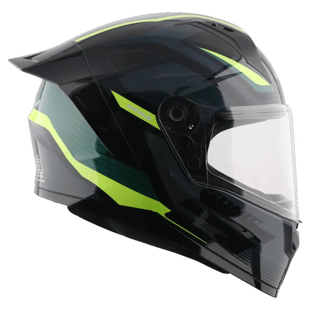 Vega Sonic Dx Trigger Dull Black Neon Yellow Full Face Helmet