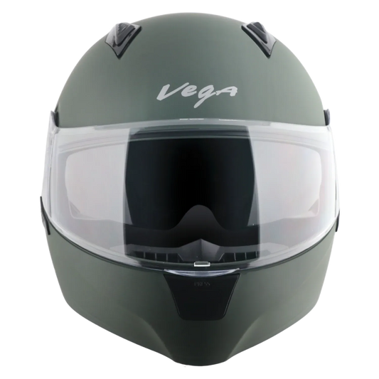 Vega Spike Dull Battle Green Flip Up Helmet