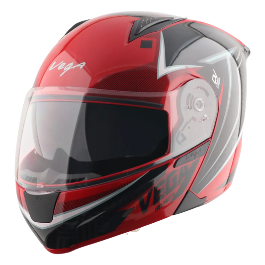 Vega Spike Timeless Red Black Flip Up Helmet