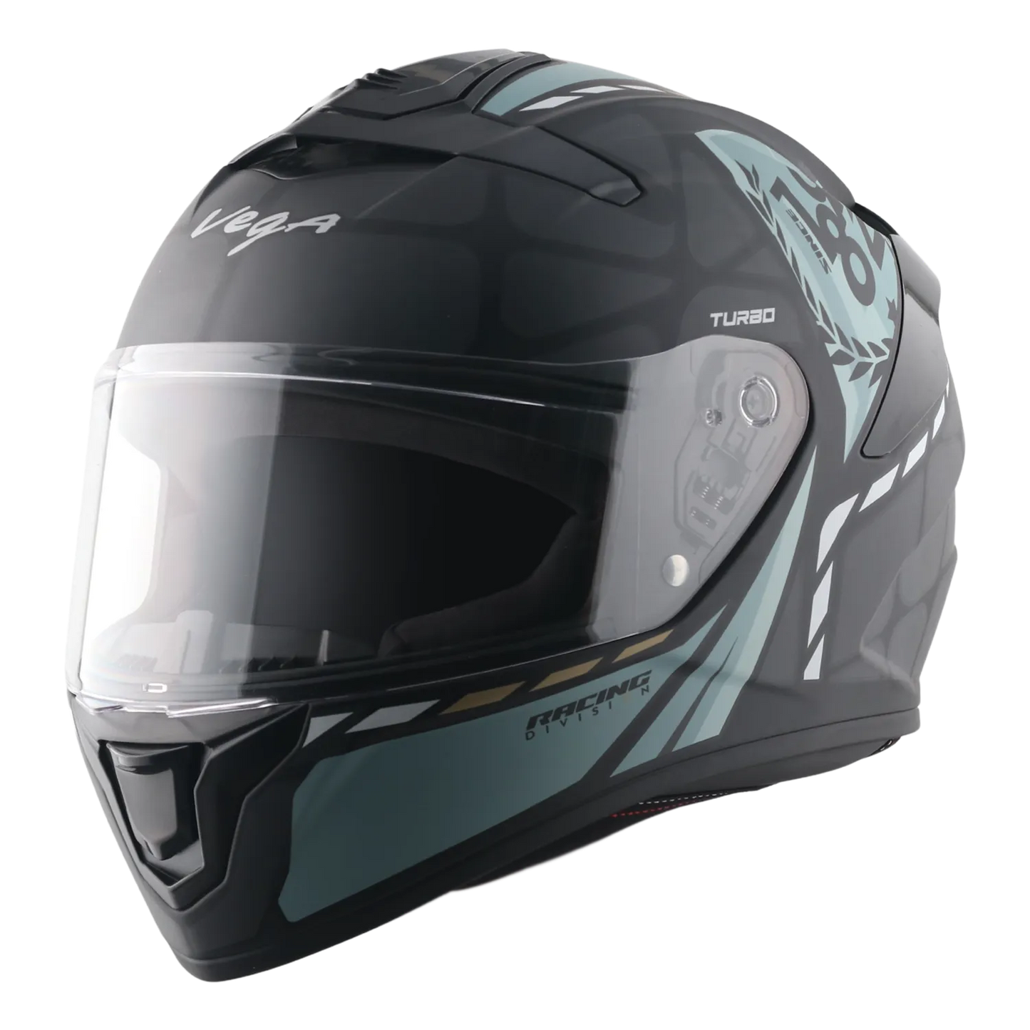 Vega Turbo Solid Dull Black Full Face Helmet