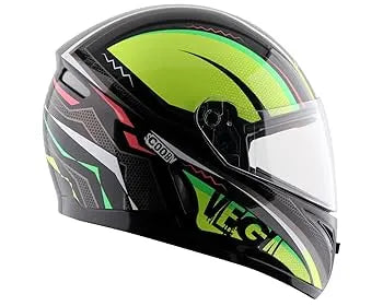 VEGA Voyager Dx Scooby Black Neon Yellow Full Face Helmet