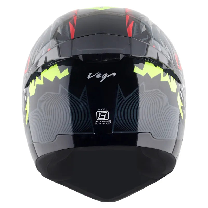 VEGA Voyager Dx Dragon Dull Black Neon Yellow Full Face Helmet