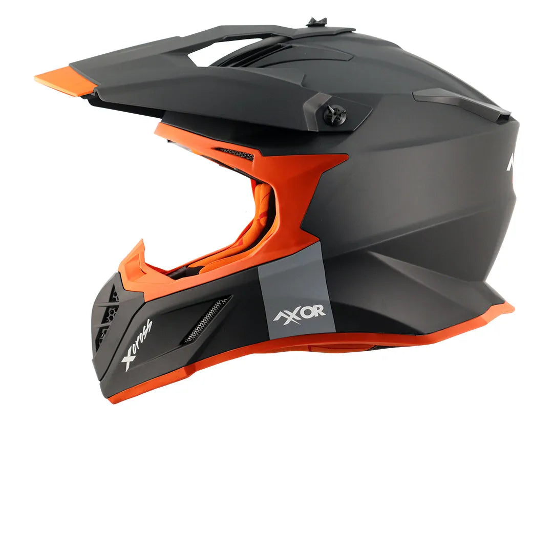 AXOR X Cross Dual Visor Sc Dull Black Orange Off Road Helmet