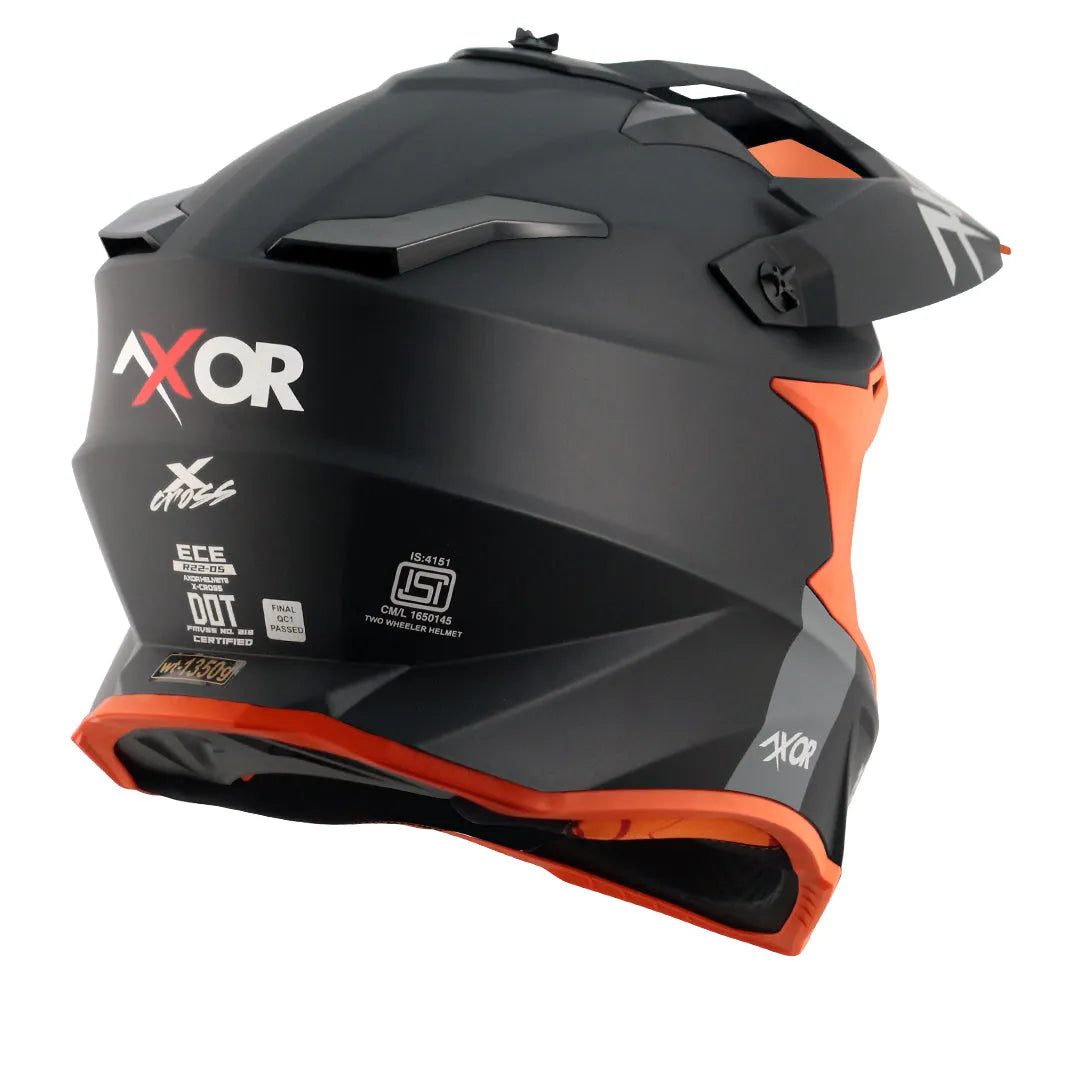 AXOR X Cross Dual Visor Sc Dull Black Orange Off Road Helmet