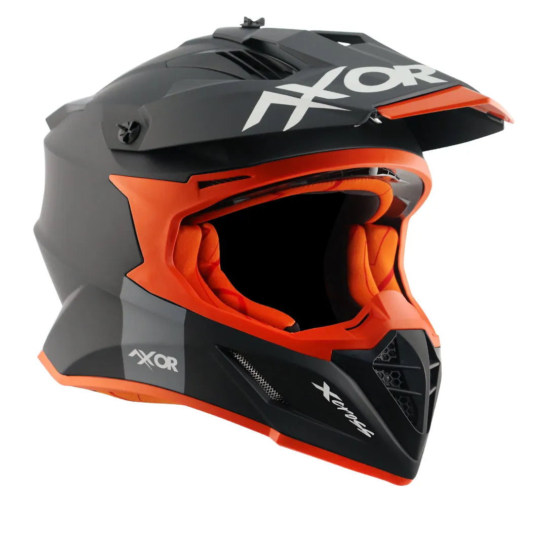 AXOR X Cross Dual Visor Sc Dull Black Orange Off Road Helmet
