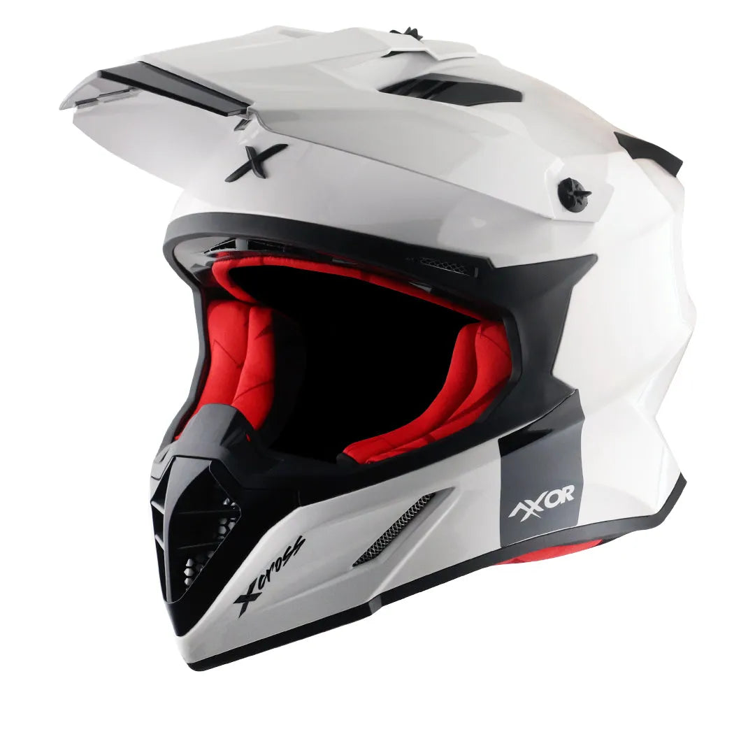 AXOR X Cross Dual Visor Sc White Red Off Road Helmet
